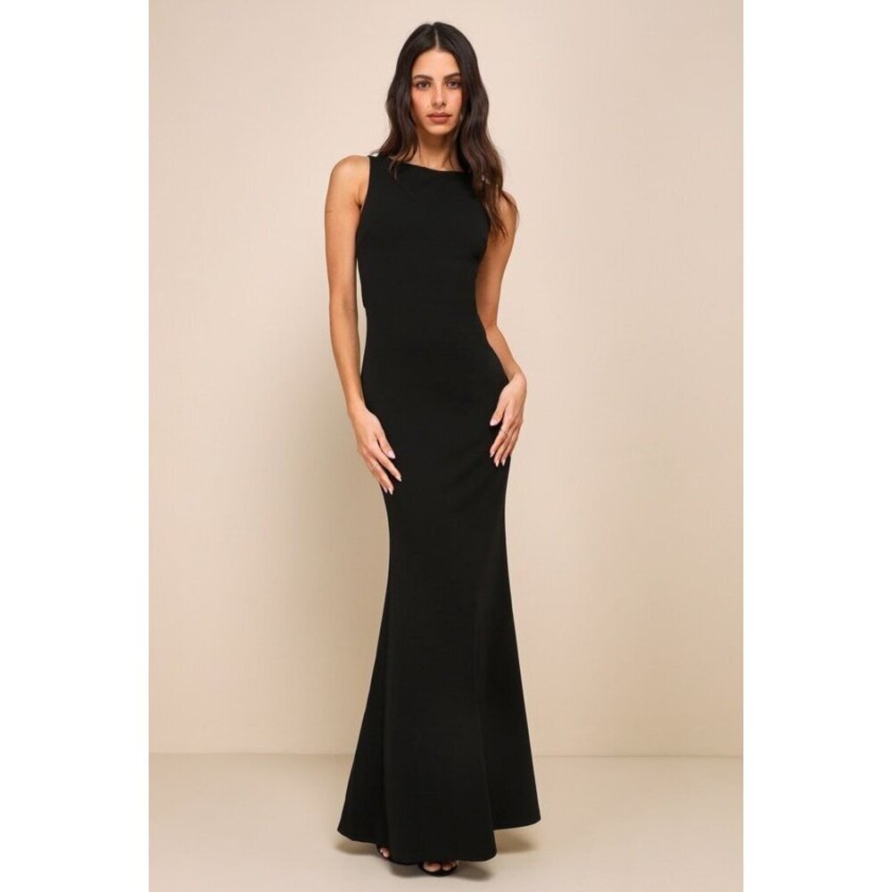 Lulus Love In Your Eyes Black Knotted Mermaid Maxi Dress - Size M